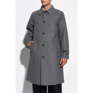 OFFICINE GENERALE Coat Mens Size 48 Grey Twill Wool Blend Overcoat HUDSON $1250